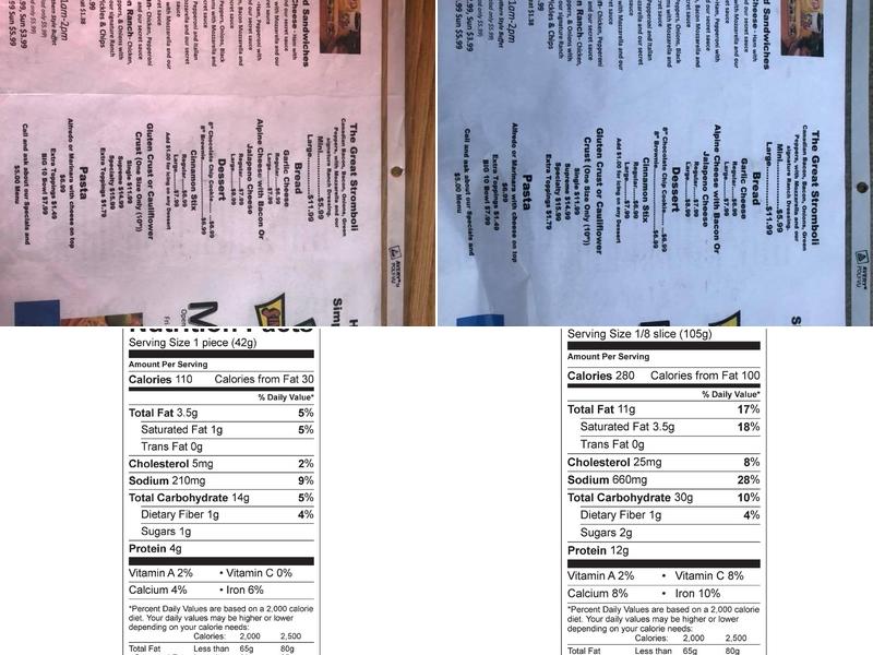 Simple Simon's Pizza Menu