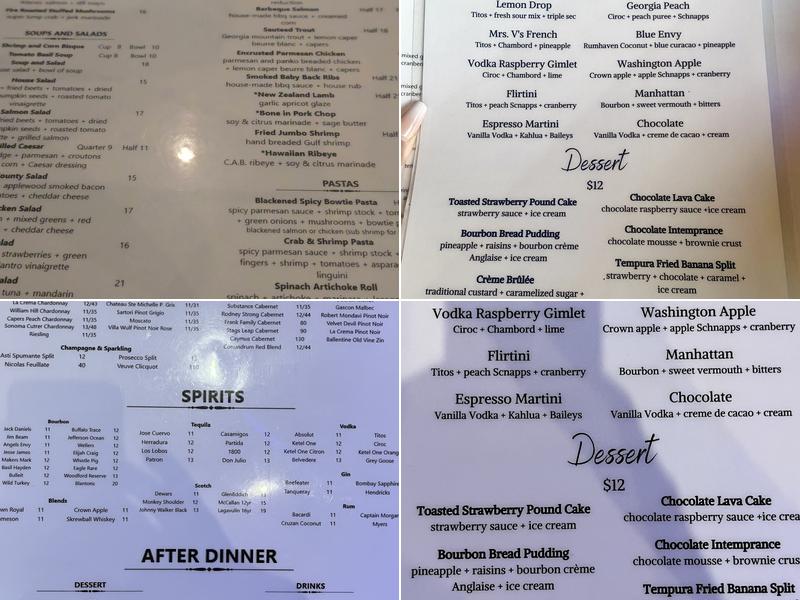 Capers Restaurant and Bar Menu