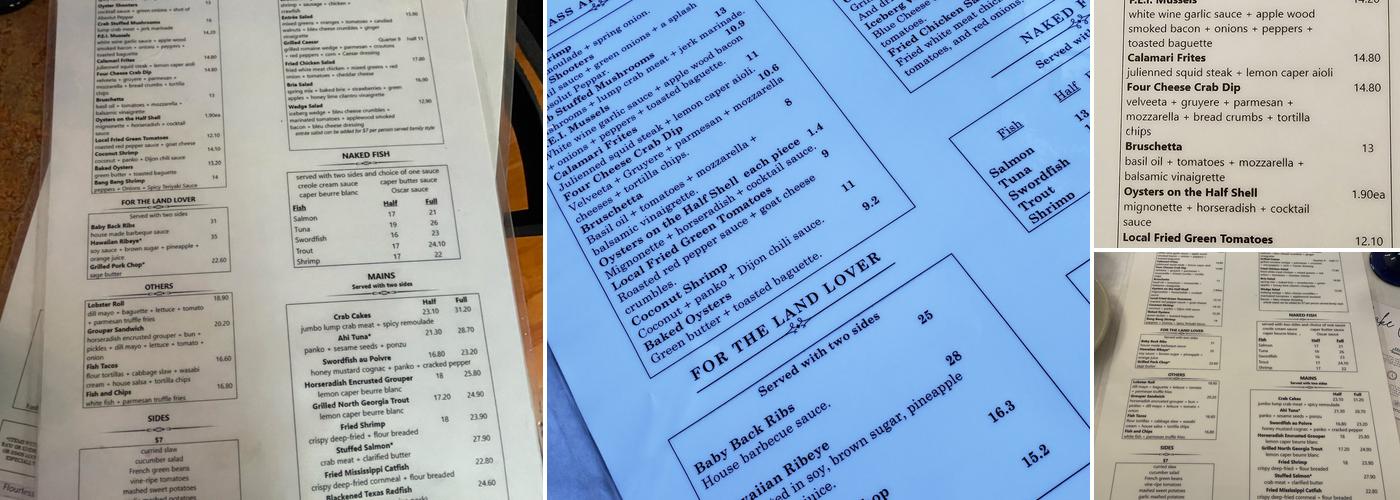 Fish Thyme Restaurant & Bar Menu