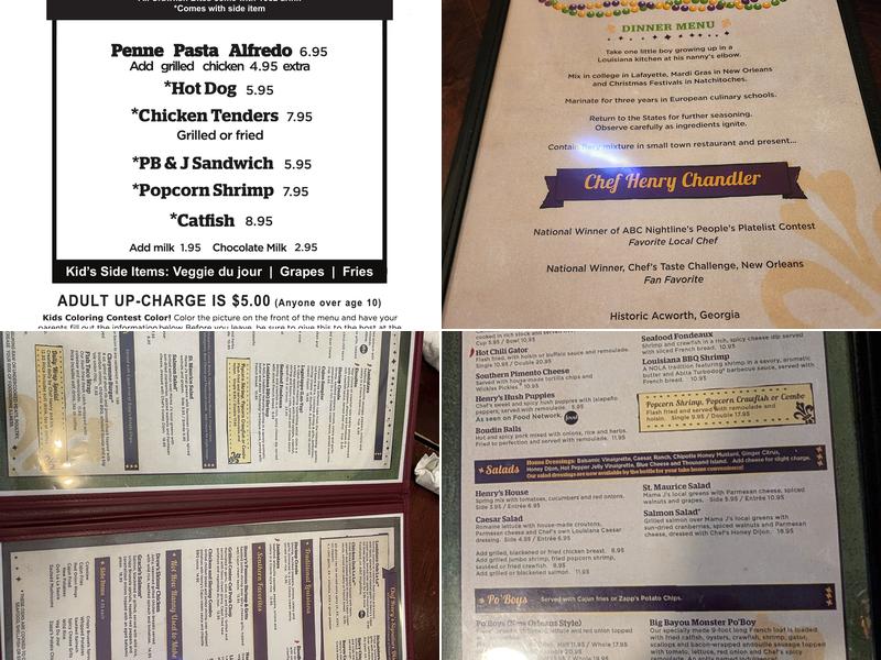 Henry's Louisiana Grill Menu