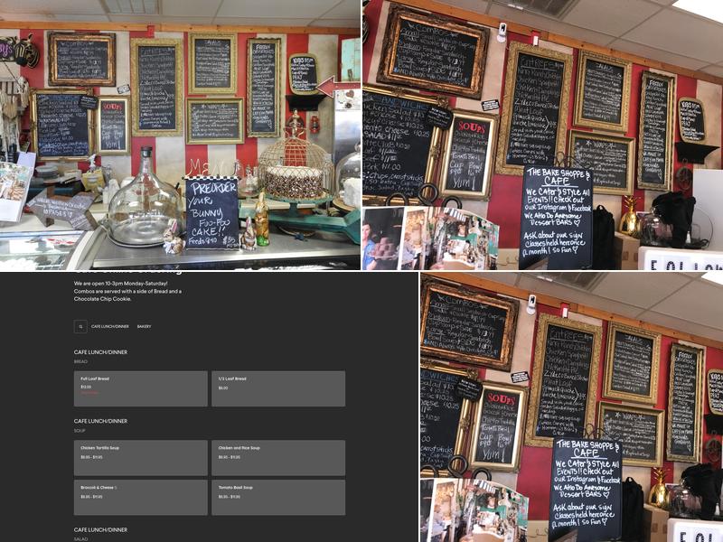 The Bake Shoppe and Cafe Menu