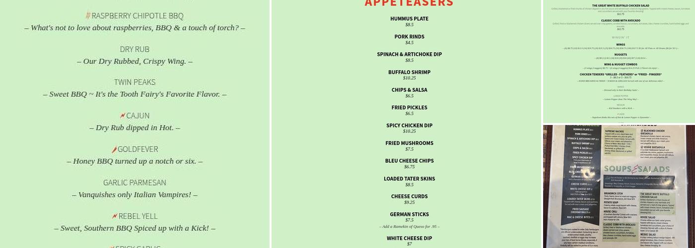 The Wing Cafe & Tap House Menu