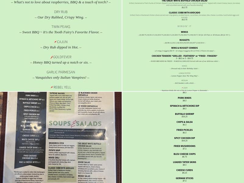 The Wing Cafe & Tap House Menu