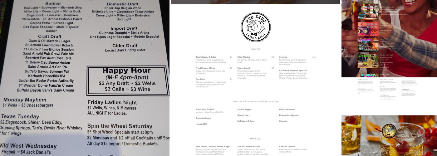 Pub Zero Menu