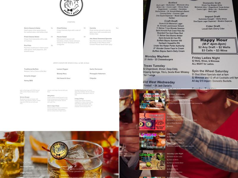 Pub Zero Menu