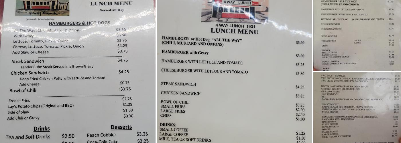 4 Way Lunch Menu