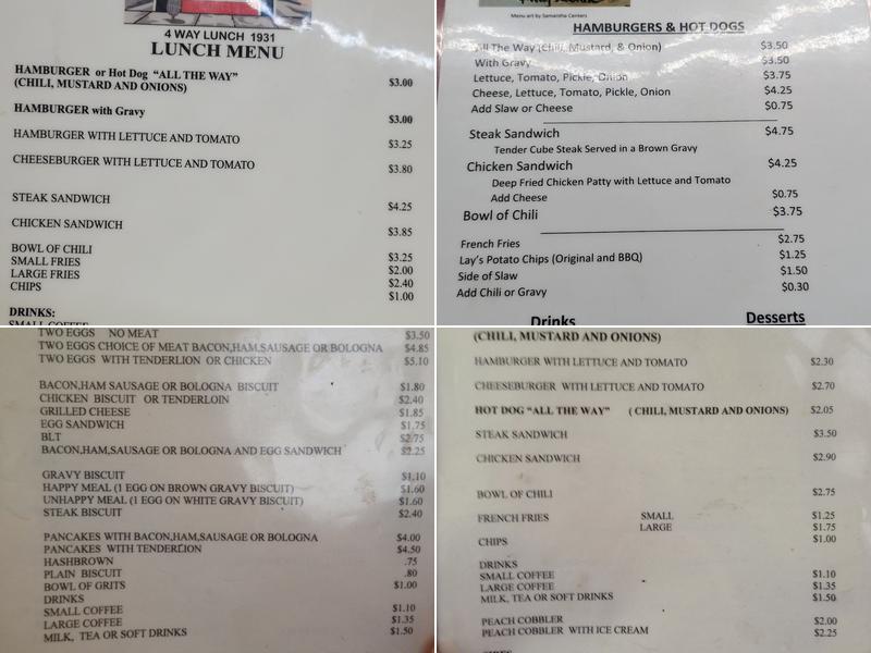 4 Way Lunch Menu