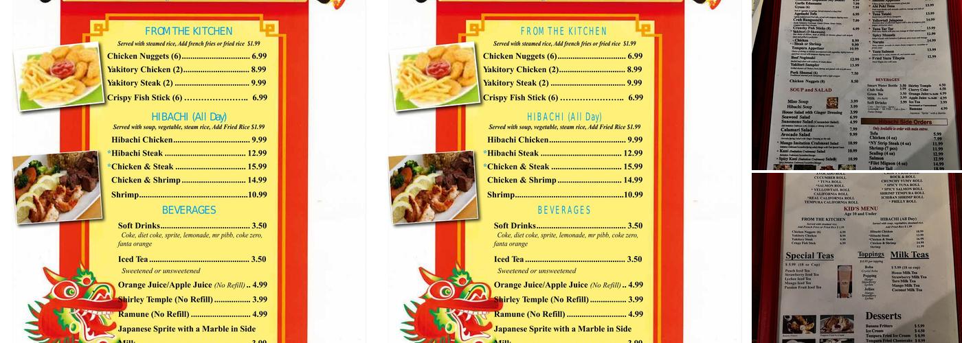 Volcano Steak and Sushi Menu