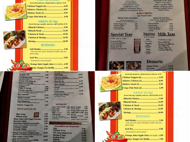 Volcano Steak and Sushi Menu