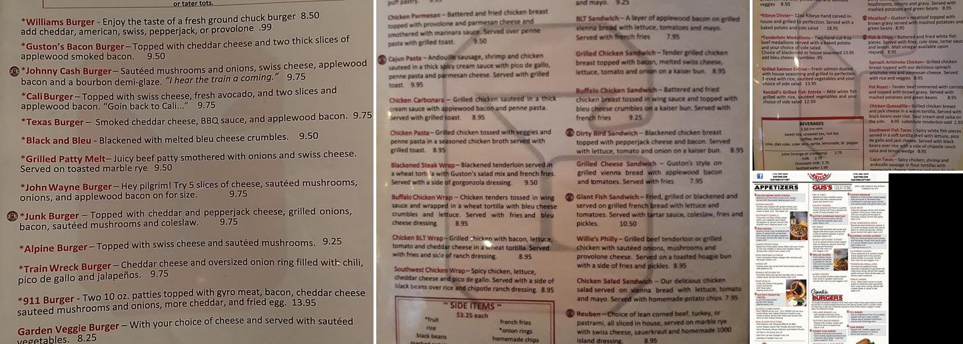 Guston’s Grille & Tap Menu