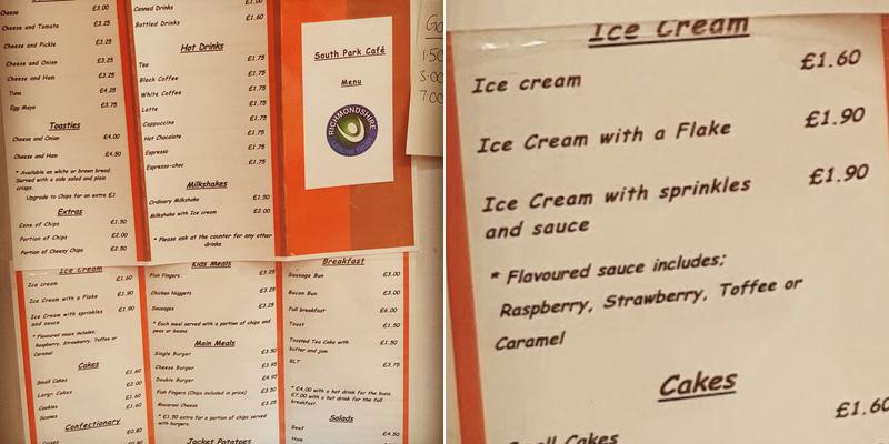 South Park Cafe Menu