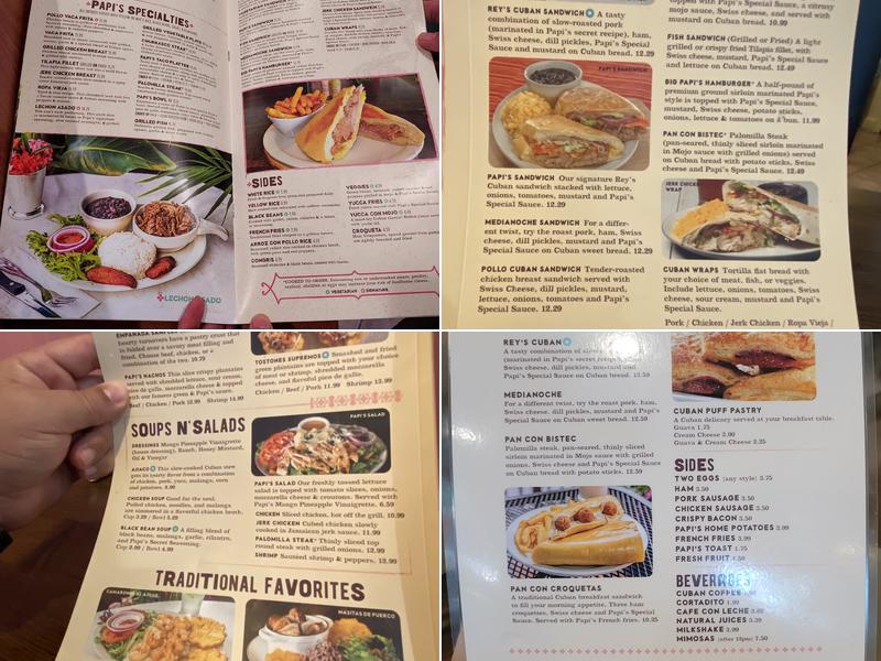 Papi's Cuban & Caribbean Grill Menu