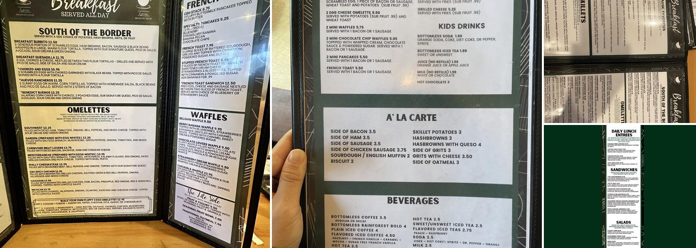 Cypress Breakfast House Menu