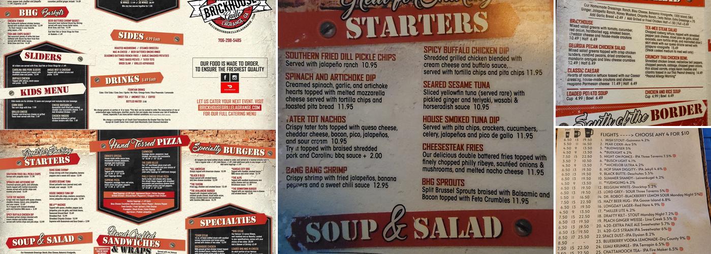 Brickhouse Grille Menu