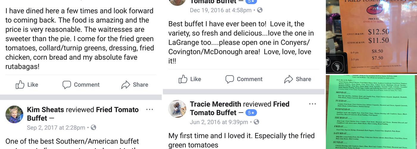 Fried Tomato Buffet Menu
