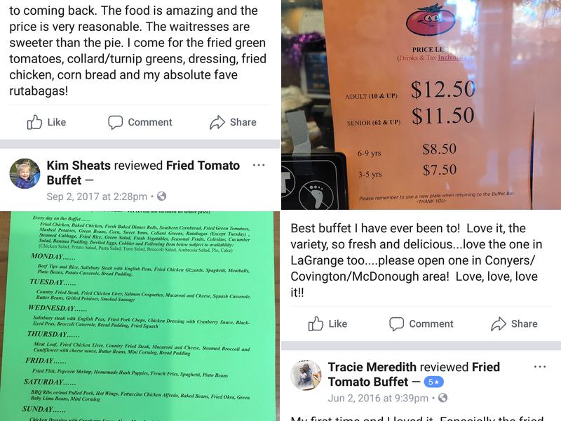 Fried Tomato Buffet Menu