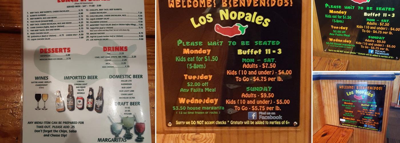 Los Nopales Menu