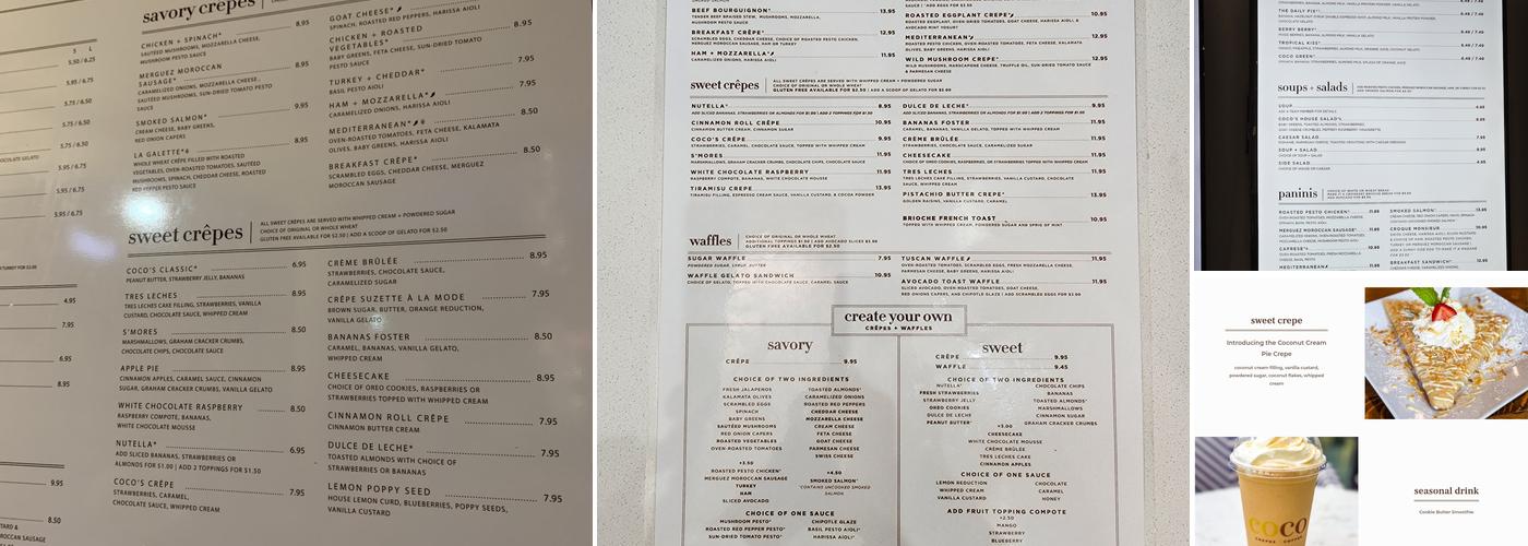 Coco Crepes & Coffee Menu