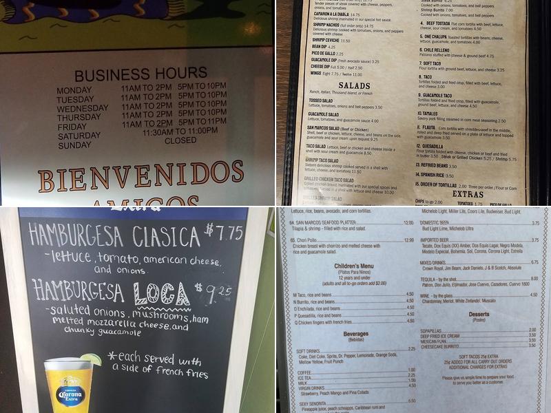San Marcos Mexican Restaurant Menu