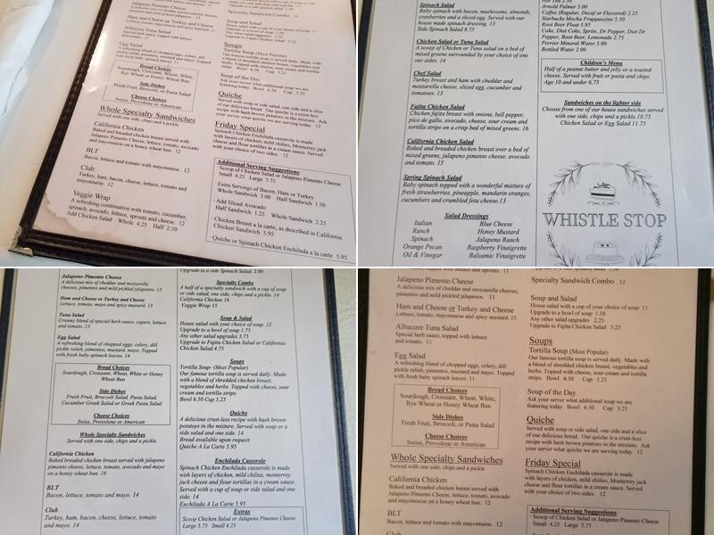 Whistle Stop Tea Room Menu