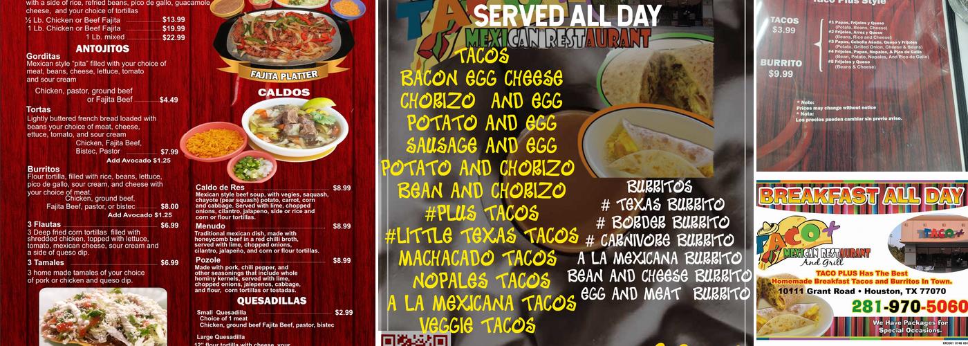 Taco plus Menu