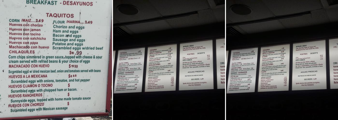 Taqueria Mi Tierra Menu