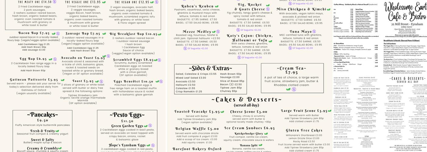 Cherry Tree Cafe Menu