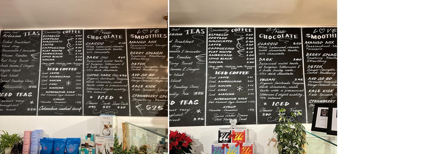 Tree Artisan Café Menu