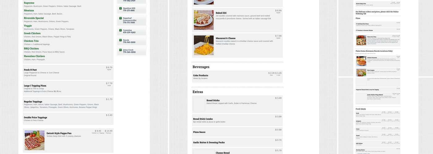 Riverside Pizza Menu