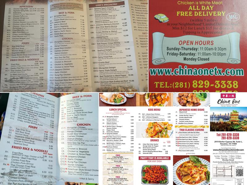 China One Menu