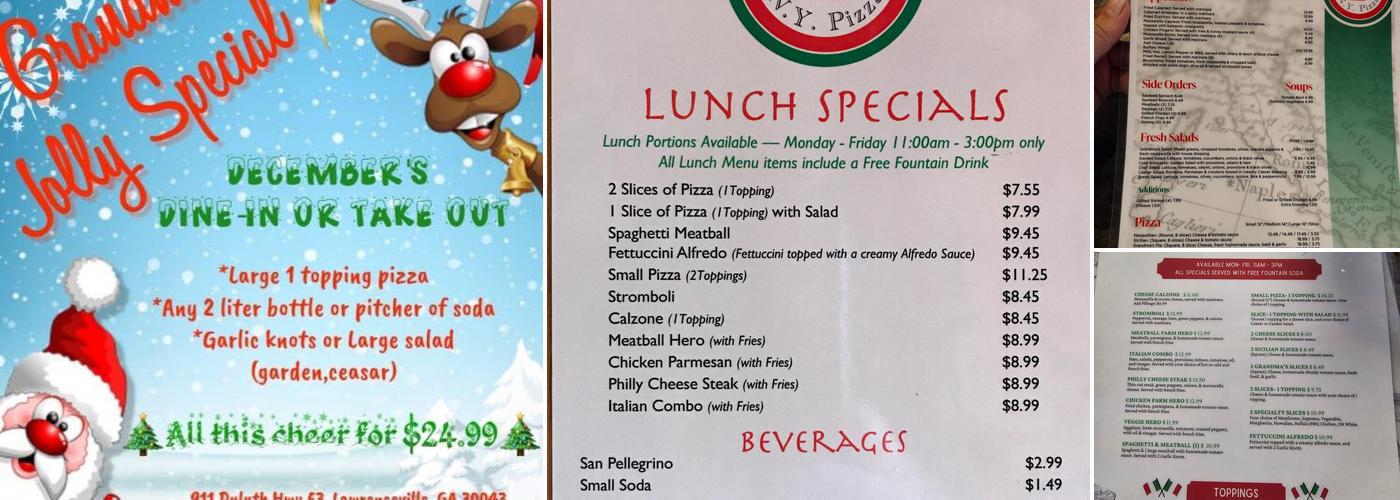 Grandma's N.Y. Pizza Menu