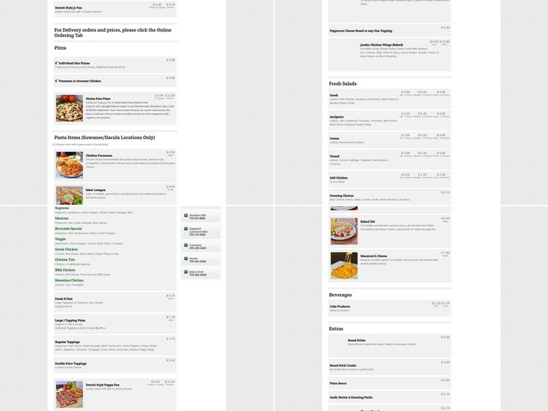 Riverside Pizza Menu