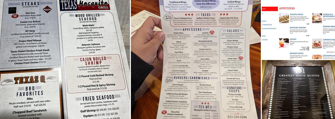 Texas Mesquite Grill Menu