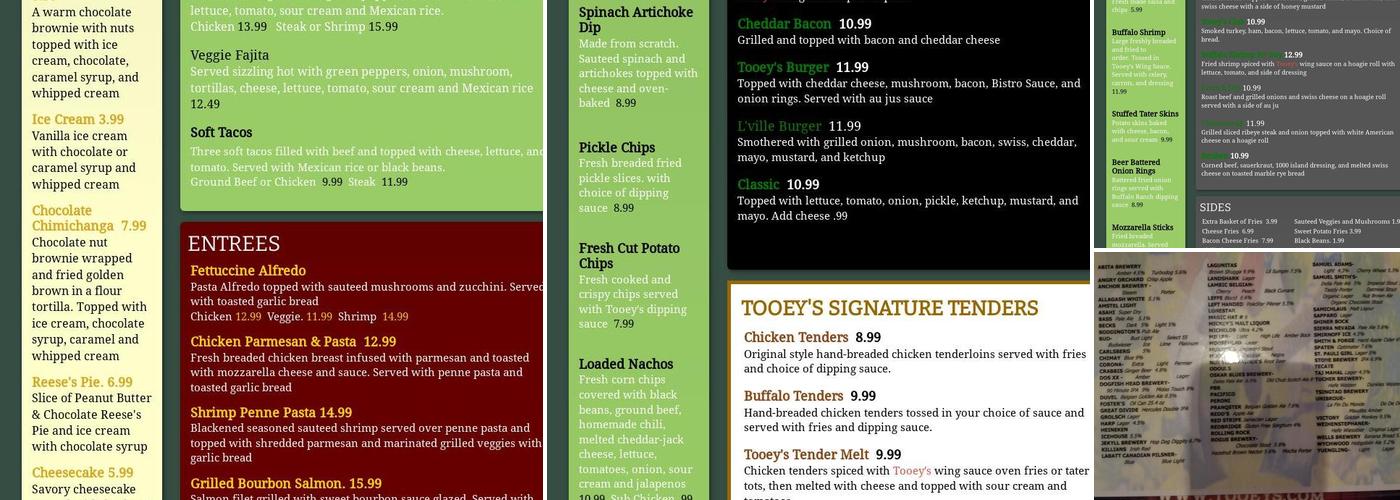 Tooey's Wings Tenders & Taps Menu