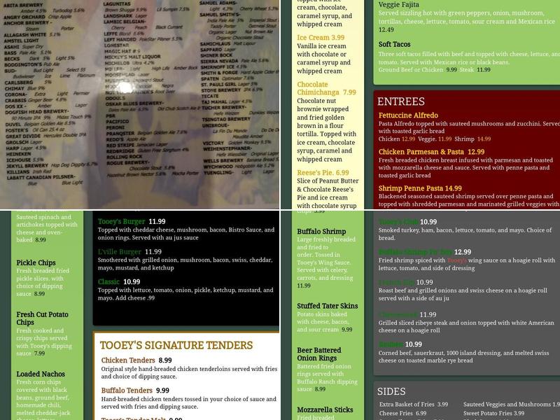 Tooey's Wings Tenders & Taps Menu