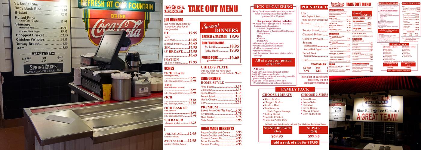 Spring Creek Barbeque Menu