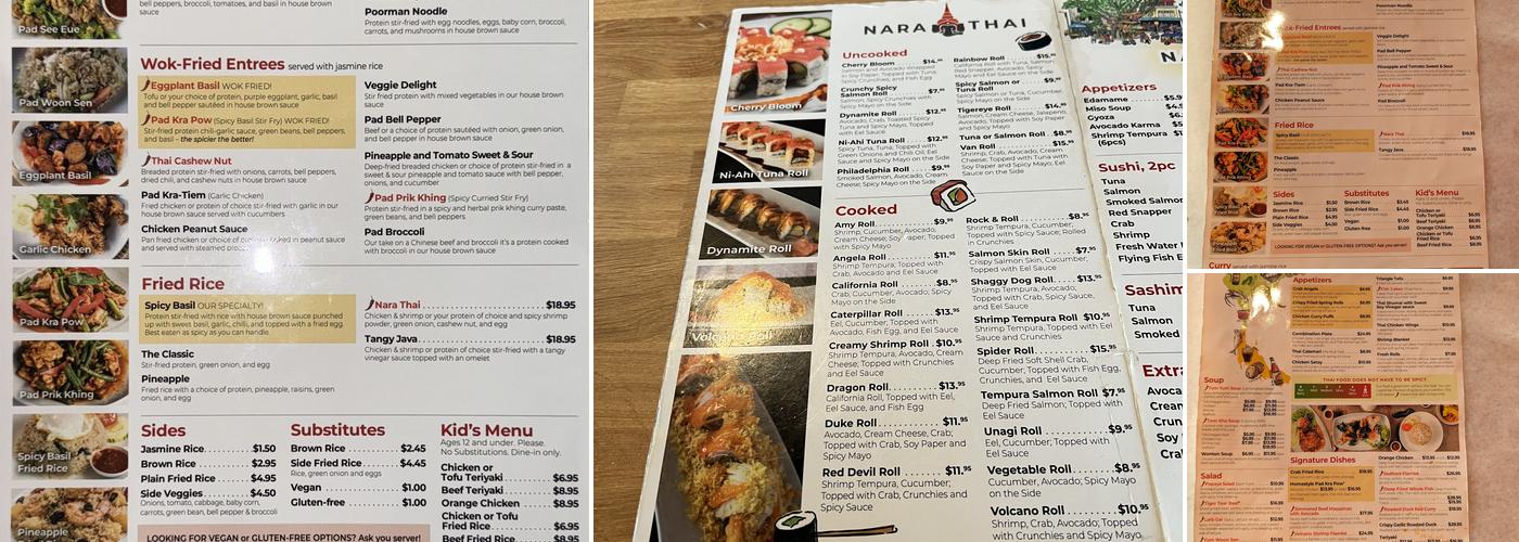 Nara Thai Cypress Menu