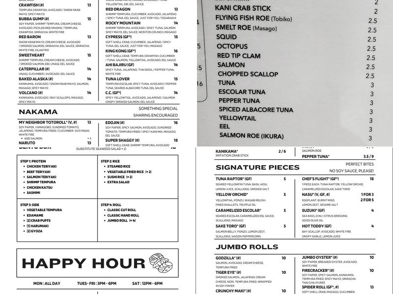 Edojin Sushi Restaurant Menu