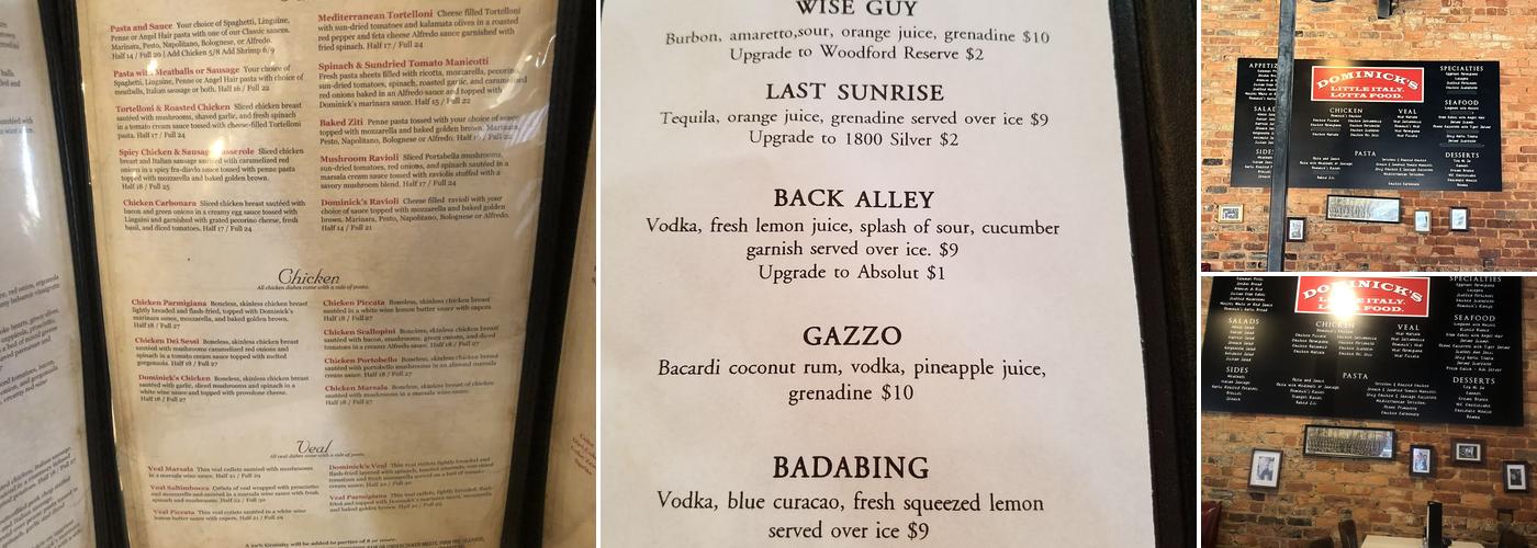 Dominick's Menu