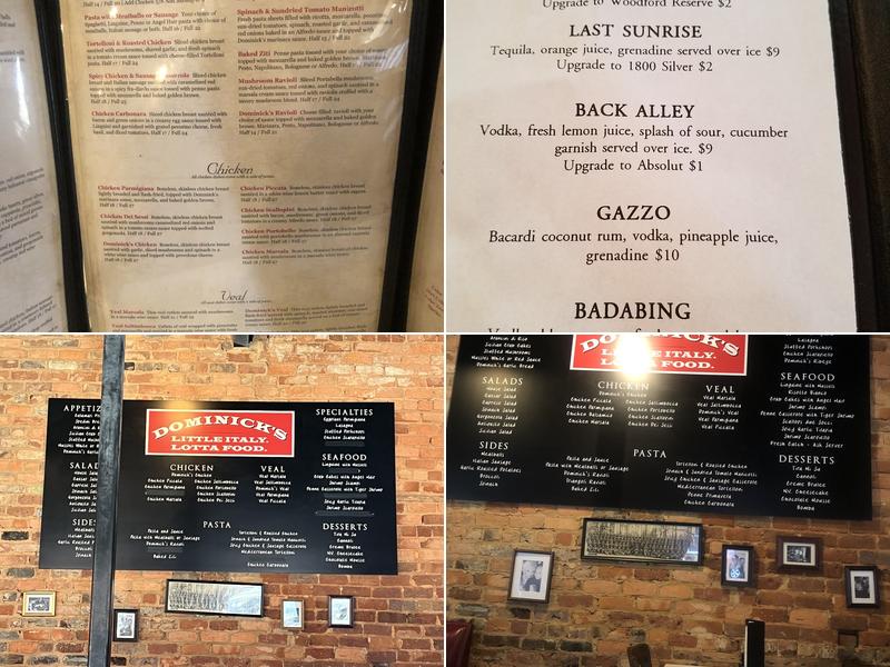 Dominick's Menu