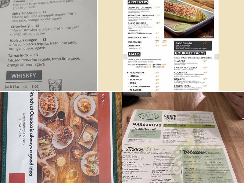 Oaxaca Tacos and Tequila Bar Menu