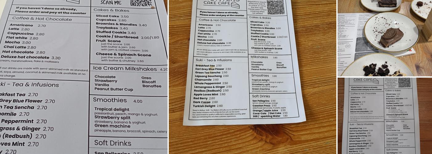 Hunters Cake Cafe Menu