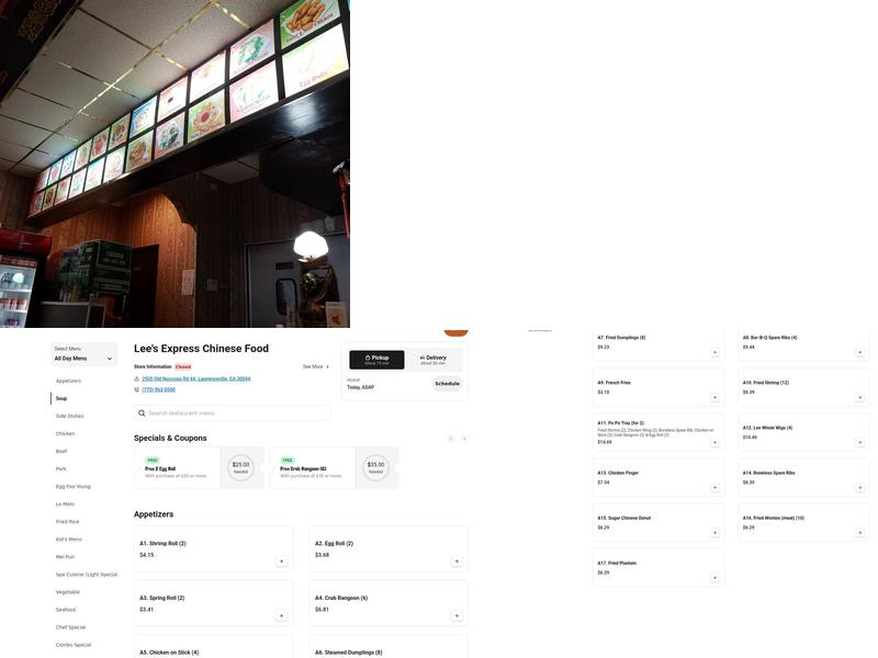 Lee's Express Chinese Food Menu