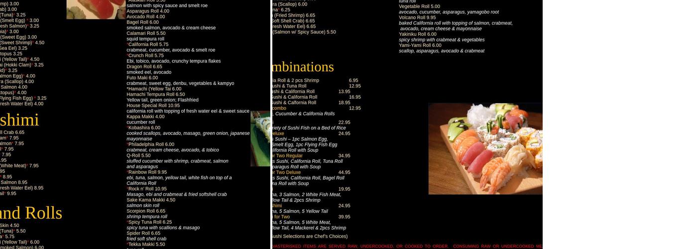 Yakiniku Japanese Steakhouse & Sushi Bar Menu