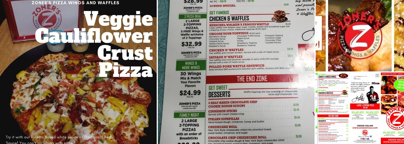 Zoner's Pizza Wings & Waffles- Statesboro Menu