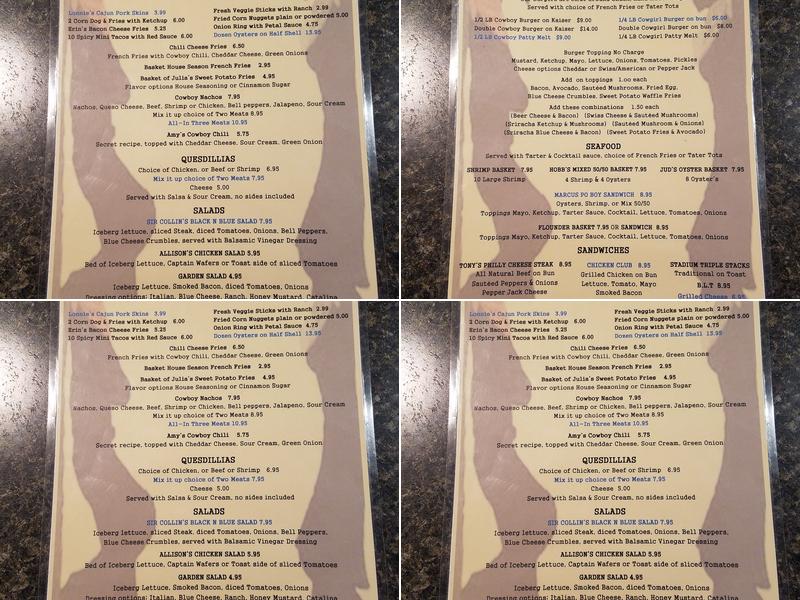 Cowboy's Pub and Grub Menu