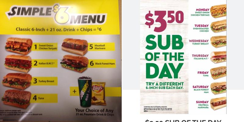 Subway Menu