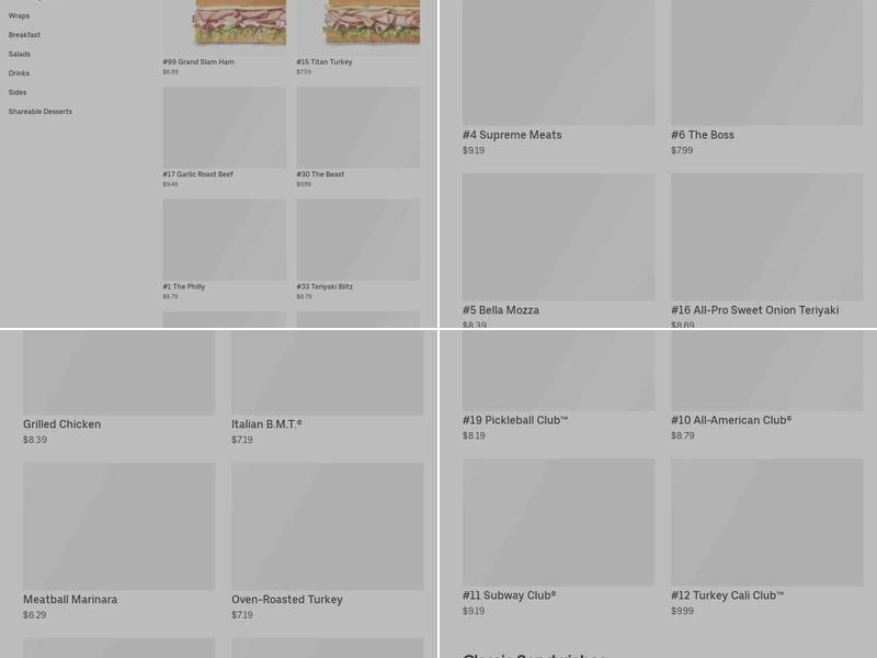 Subway Menu