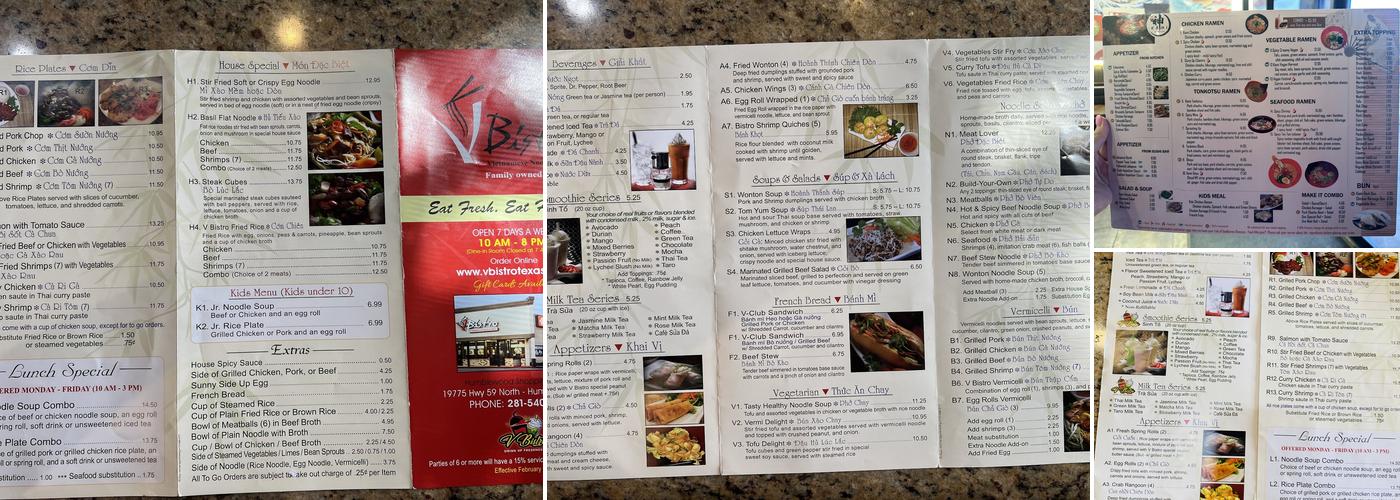 V Bistro - Vietnamese Noodle & Grill Menu