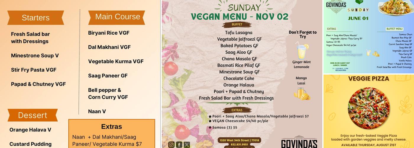 Govinda's Vegetarian Cuisine Menu